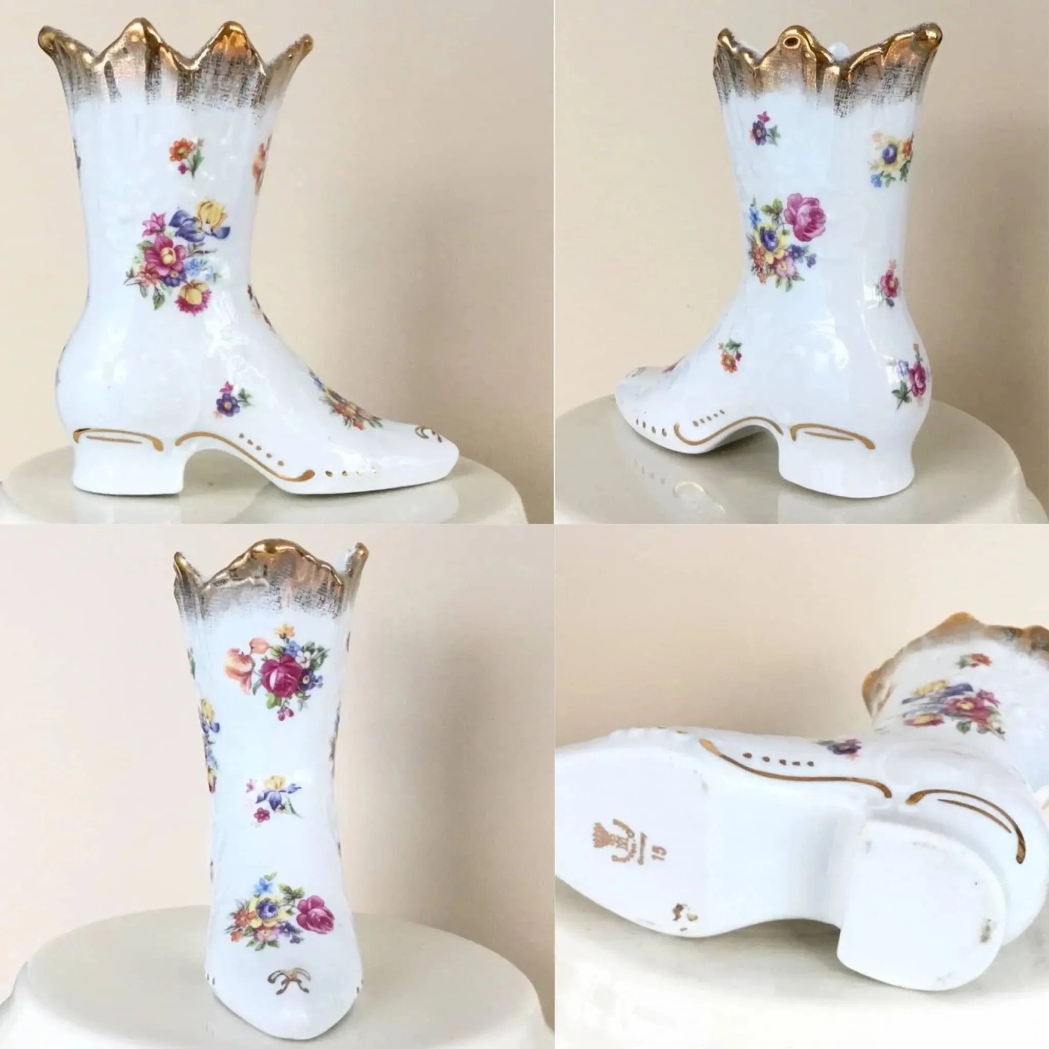 Porcelain Dresden china boot vase