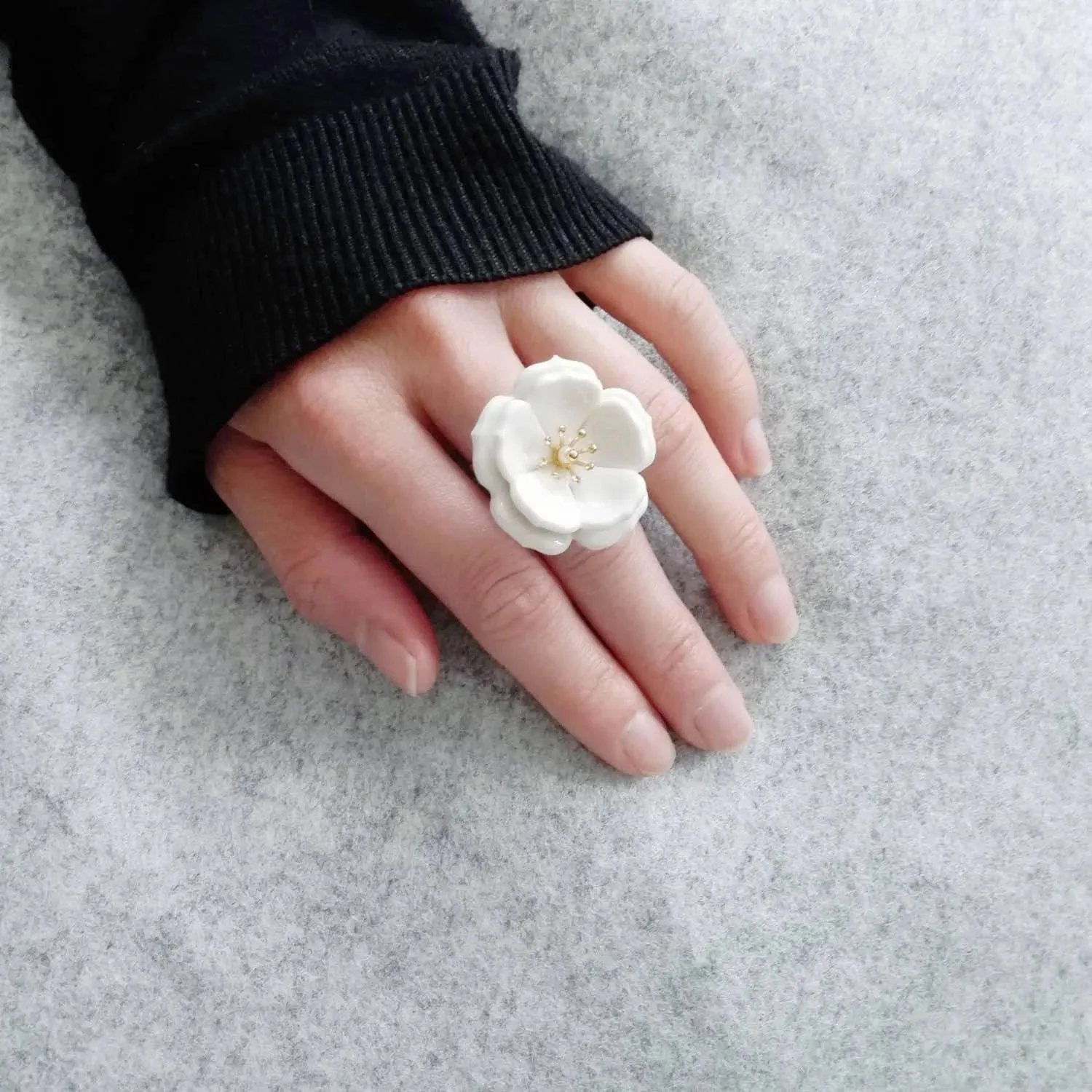Porcelain Plum Blossom Statement Ring | POPORCELAIN Based in Denmark