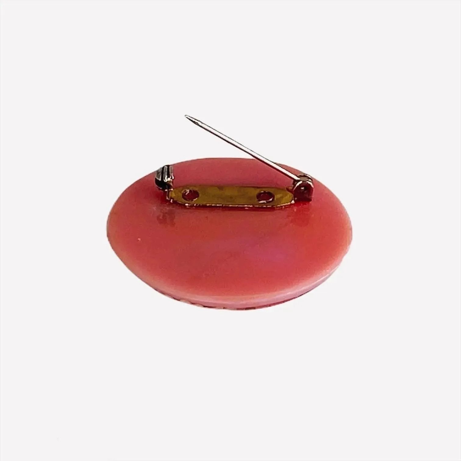 Pretty Pink Vintage Plastic Brooch with Embedded Flowers