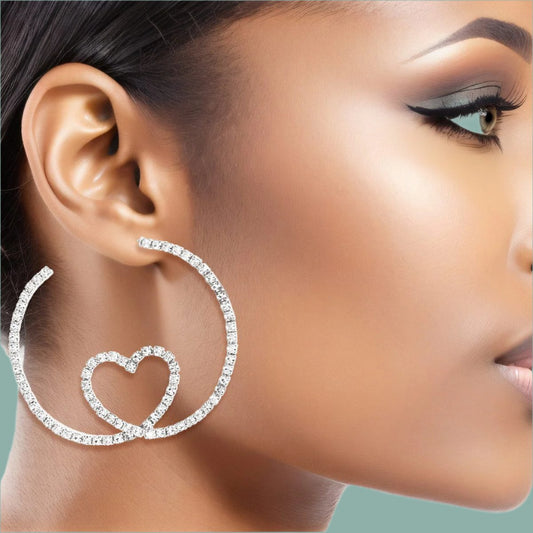 Radiate Elegance with Heart Loop Hoop Earrings Pinktown