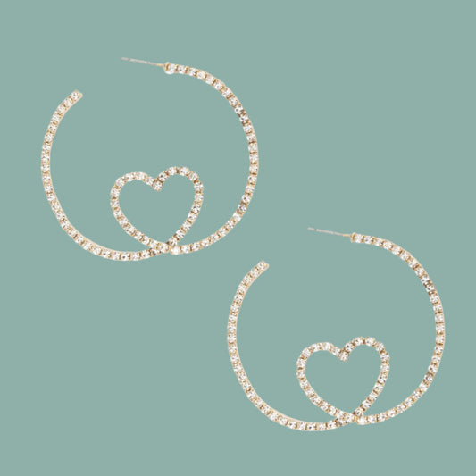 Radiate Elegance with Heart Loop Hoop Earrings Pinktown