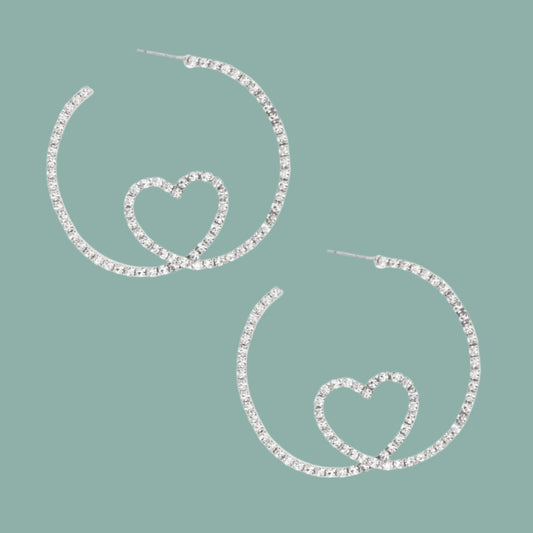 Radiate Elegance with Heart Loop Hoop Earrings Pinktown