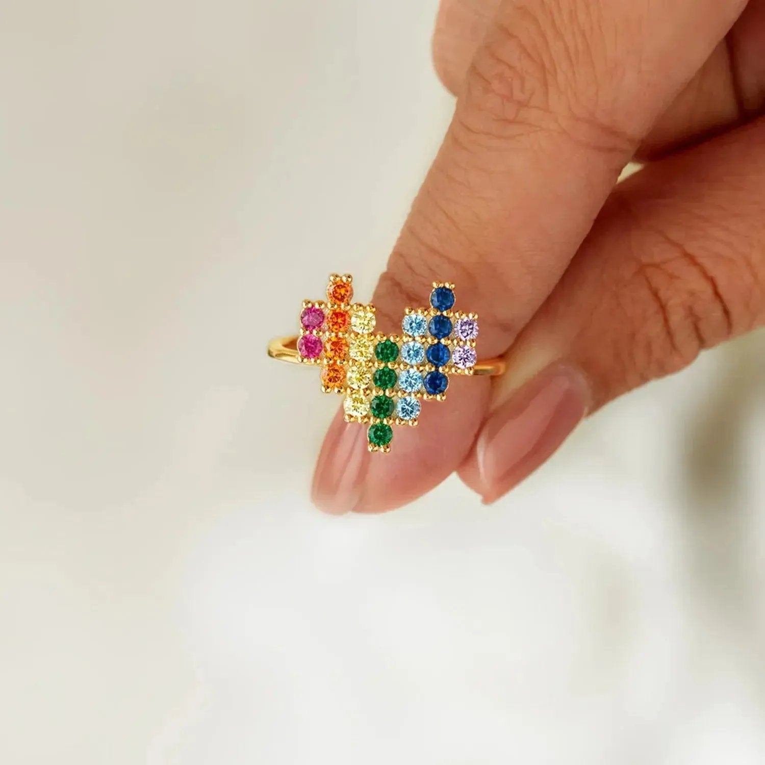 Rainbow Heart Ring: There's No One Quite Like You