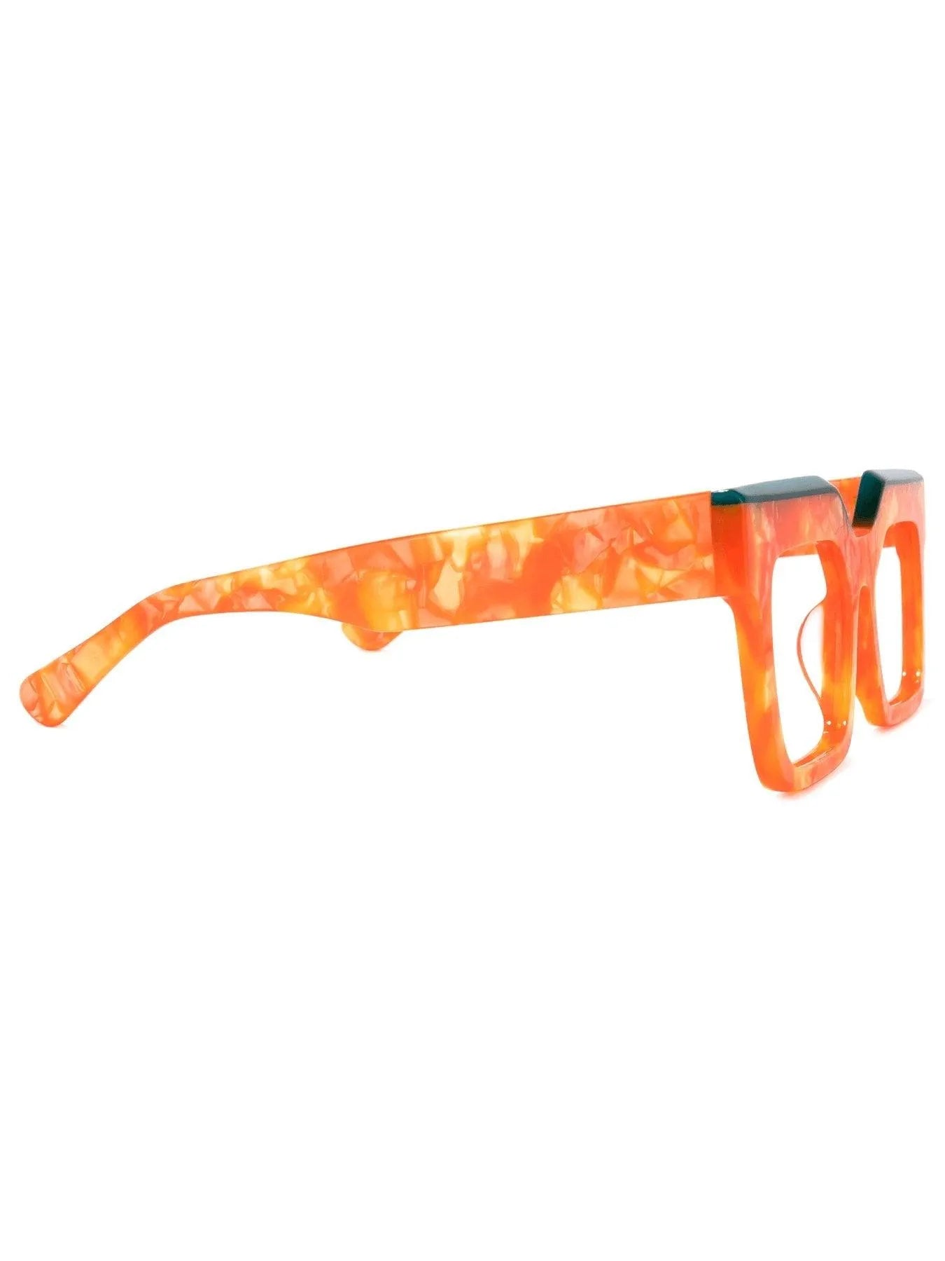 Rectangle Acetate Eyeglass Frames Bold Orange Statement Jewelry Bubble