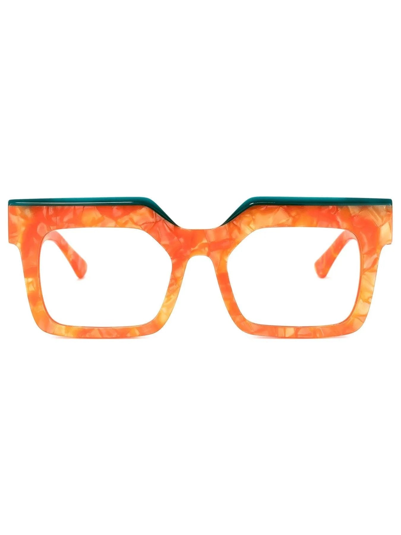 Rectangle Acetate Eyeglass Frames Bold Orange Statement Jewelry Bubble