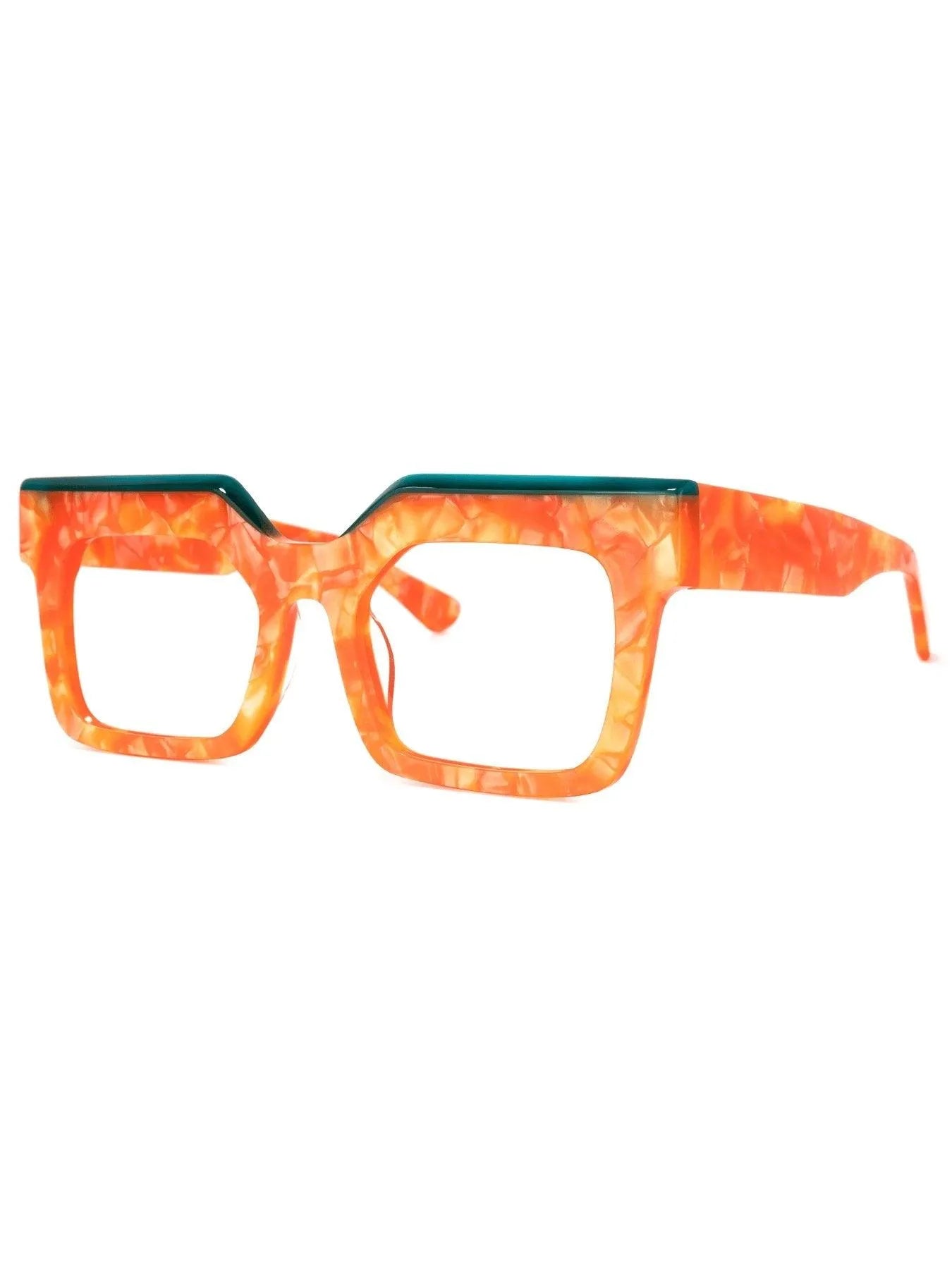 Rectangle Acetate Eyeglass Frames Bold Orange Statement Jewelry Bubble