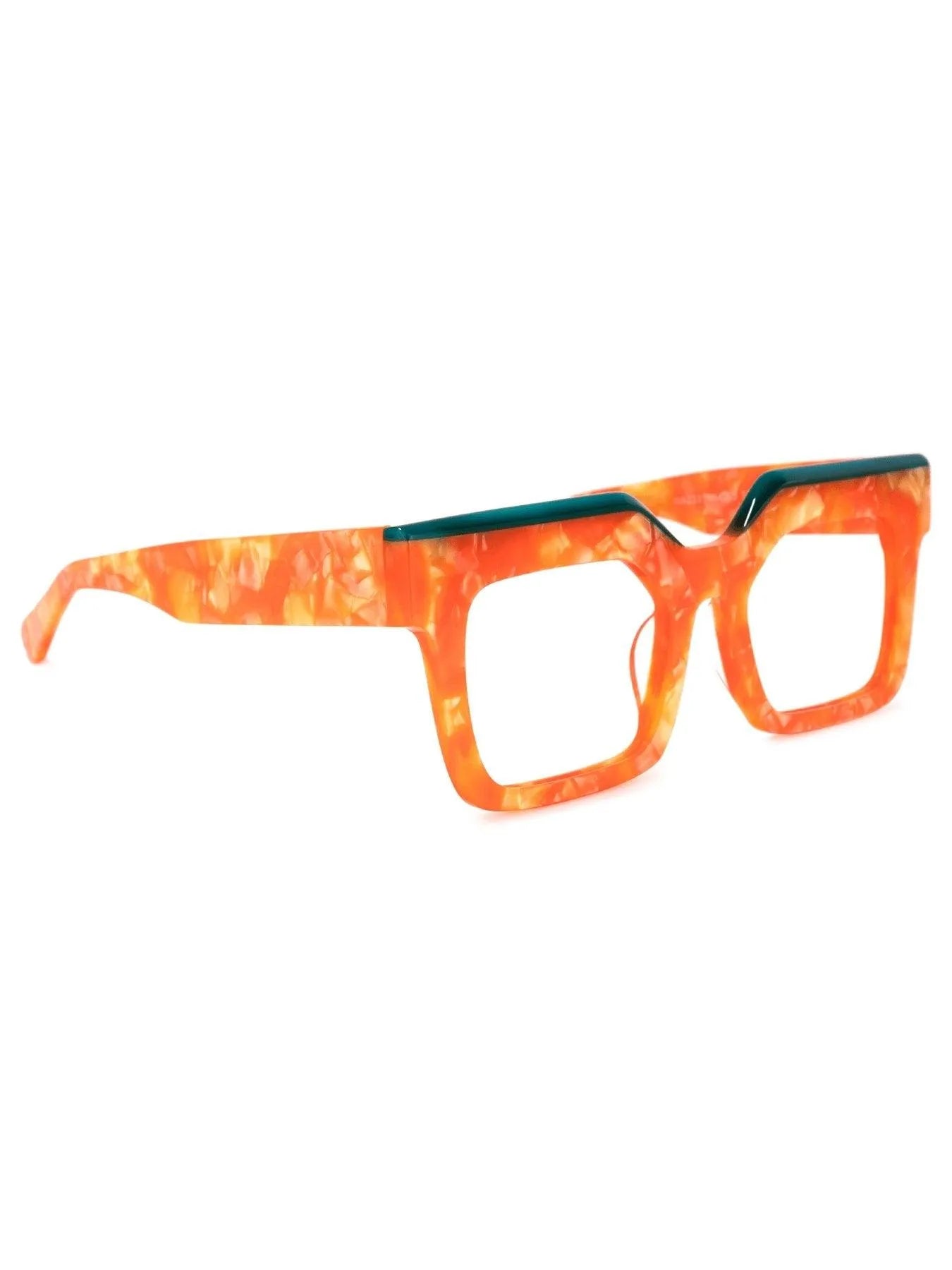 Rectangle Acetate Eyeglass Frames Bold Orange Statement Jewelry Bubble