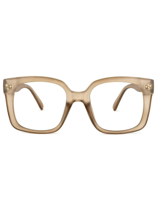 Rectangle Acetate Eyeglasses Frame Tan Jewelry Bubble