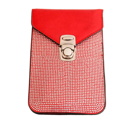 Red Crossbody Cellular Phone Bag with Card Slots for Women Jewelry Bubble