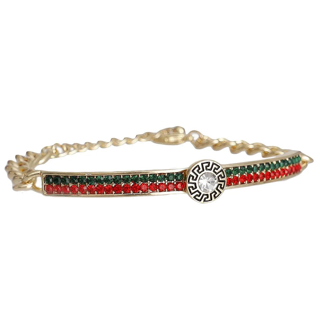 Red Green Half Chain Bangle Bracelet - Shop Now! Jewelry Bubble