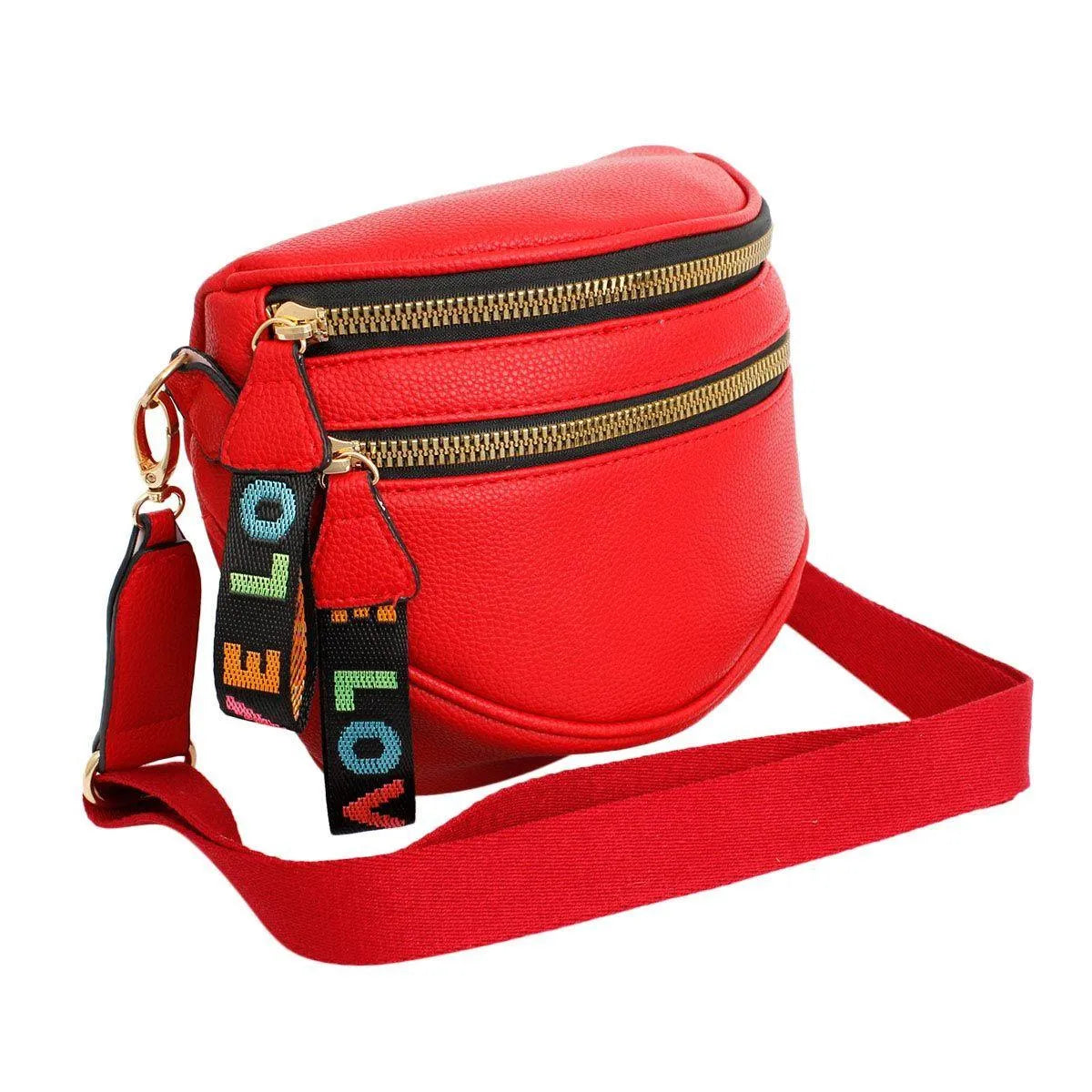 Red Saddle Style Crossbody Ladies Bag with Coin Pouch - Fashion Meets Function Jewelry Bubble