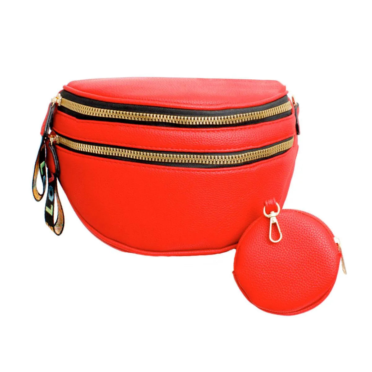 Red Saddle Style Crossbody Ladies Bag with Coin Pouch - Fashion Meets Function Jewelry Bubble