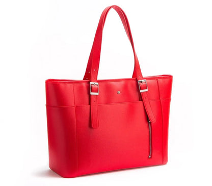 Red Vegan Leather Laptop Bag Jewelry Bubble