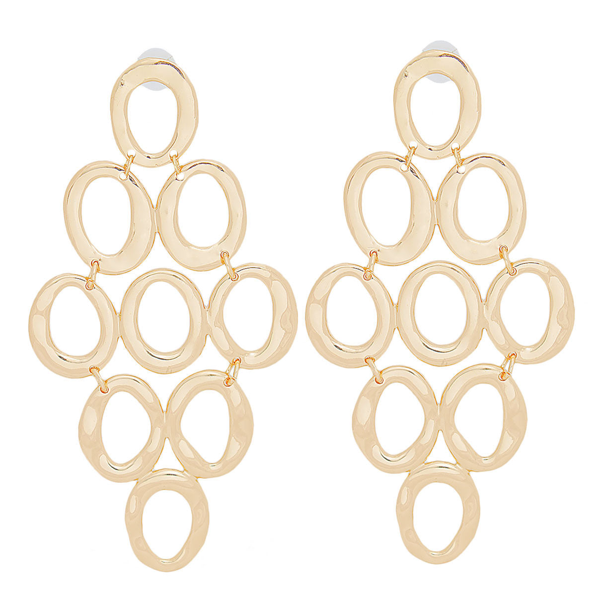 Redefine Style: Open Oval Cascade Earrings in Gold Tone Jewelry Bubble