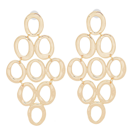 Redefine Style: Open Oval Cascade Earrings in Gold Tone Pinktown