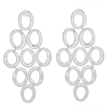 Redefine Style: Open Oval Cascade Earrings in Silver Tone Jewelry Bubble