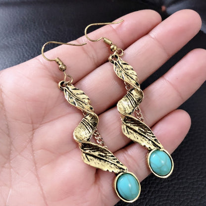 Retro Inspired Faux Turquoise Drop Dangle Earrings Jewelry Bubble