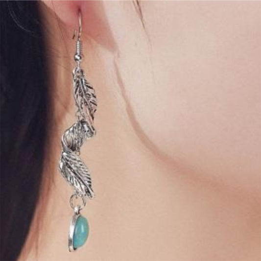 Retro Inspired Faux Turquoise Drop Dangle Earrings Trendsi