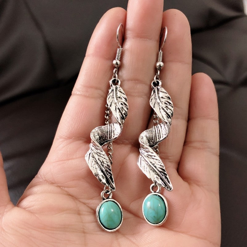 Retro Inspired Faux Turquoise Drop Dangle Earrings Jewelry Bubble