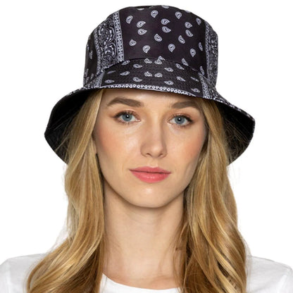 Reversible Black Bandana Bucket Hat Jewelry Bubble