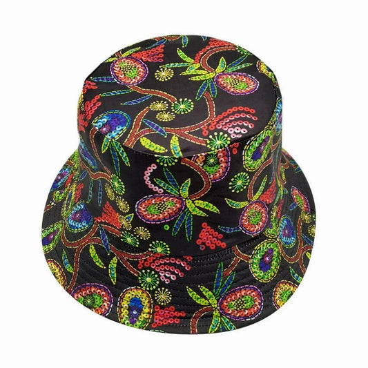 Reversible Bucket Hat Multicolor Design Print Jewelry Bubble