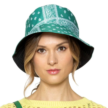 Reversible Green Bandana Bucket Hat Pinktown