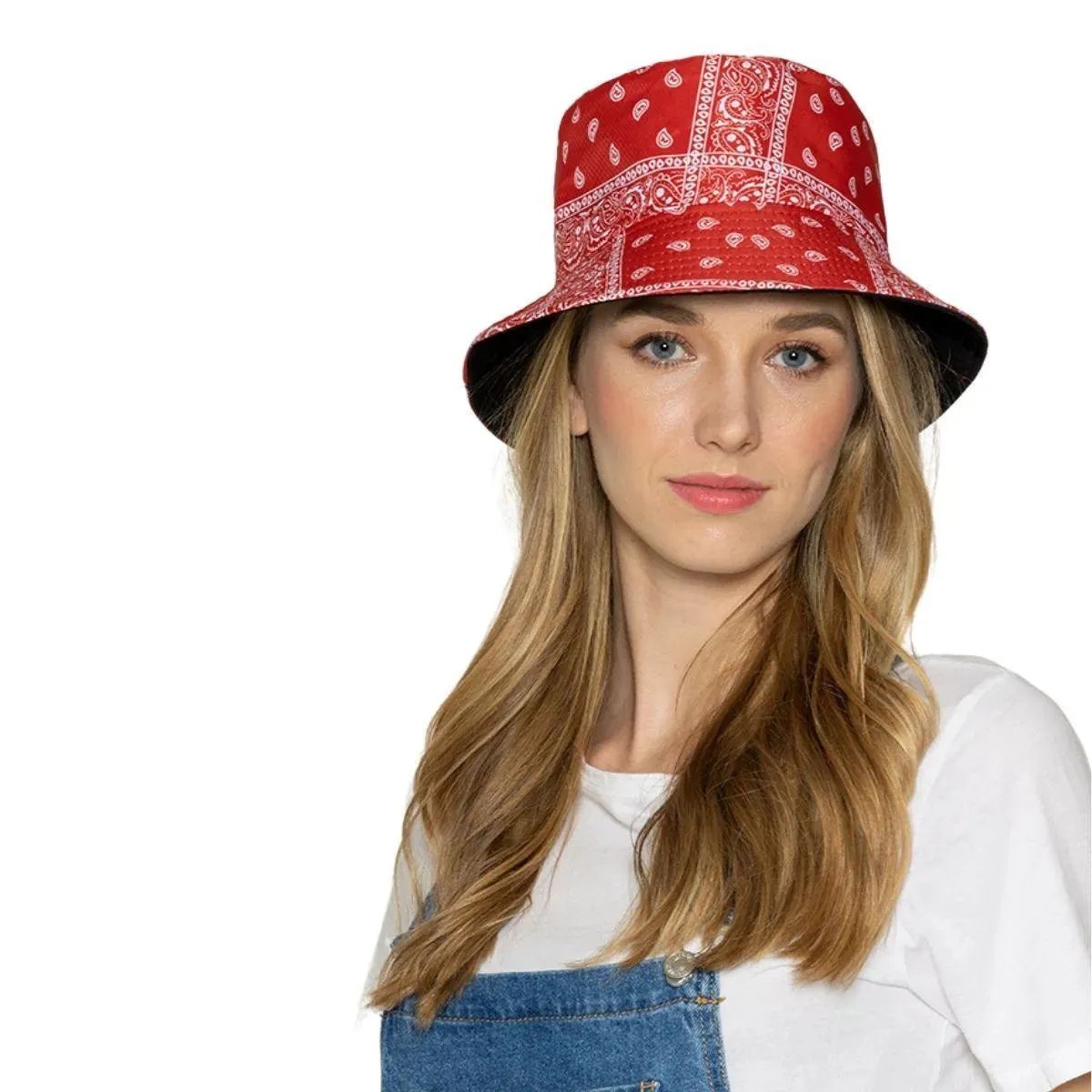Reversible Red Bandana Bucket Hat