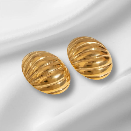 Ribbed Bell Gold Earrings - Vintage-Inspired Elegance Trendsi