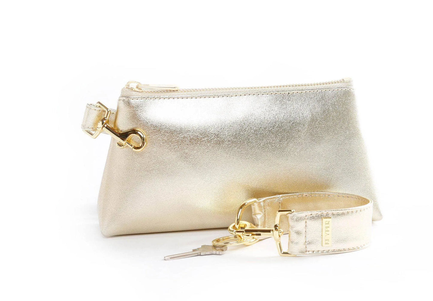 Rich Gold Tone Premium Leather Wristlet Bag Jewelry Bubble