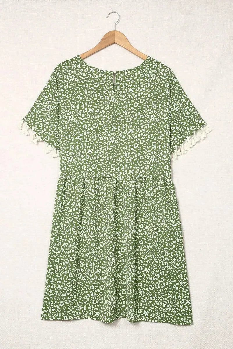 Roar in Style with Your Plus Size Green Leopard Print Dress