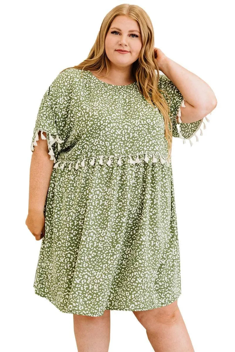 Roar in Style with Your Plus Size Green Leopard Print Dress Jewelry Bubble