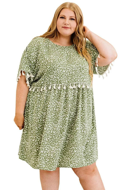 Roar in Style with Your Plus Size Green Leopard Print Dress Jewelry Bubble