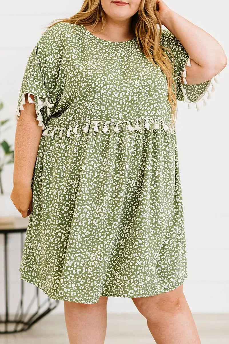 Roar in Style with Your Plus Size Green Leopard Print Dress Jewelry Bubble