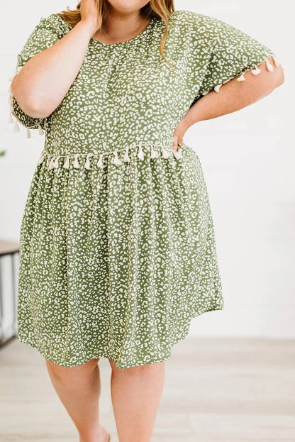 Roar in Style with Your Plus Size Green Leopard Print Dress Jewelry Bubble