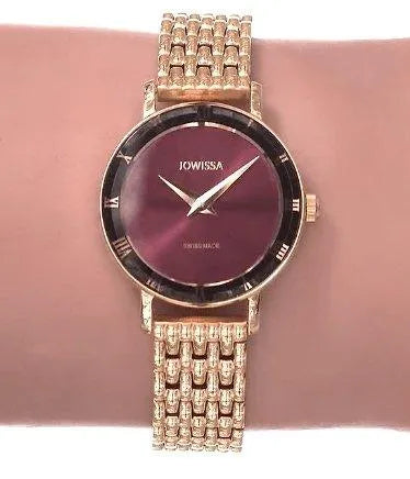 Roma Swiss Ladies Watch Gold Tone Bordeaux Face J2.291.S Jewelry Bubble