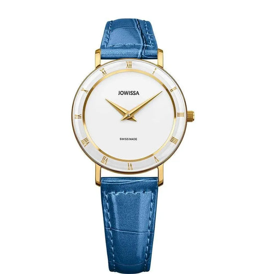 Roma Swiss Ladies Watch Gold White Blue Color J2.281.M Jewelry Bubble