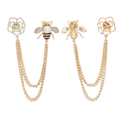 Rosy Bee Chain Brooch Pin: Dazzling Fashion Jewelry Accessory Jewelry Bubble