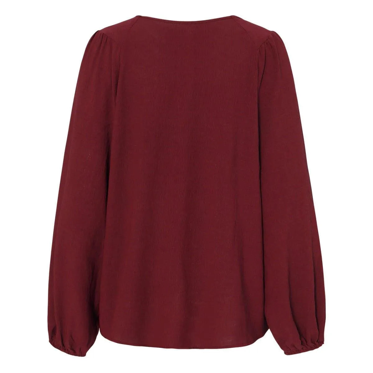 Round Neck Gathering Long Sleeve Top Jewelry Bubble