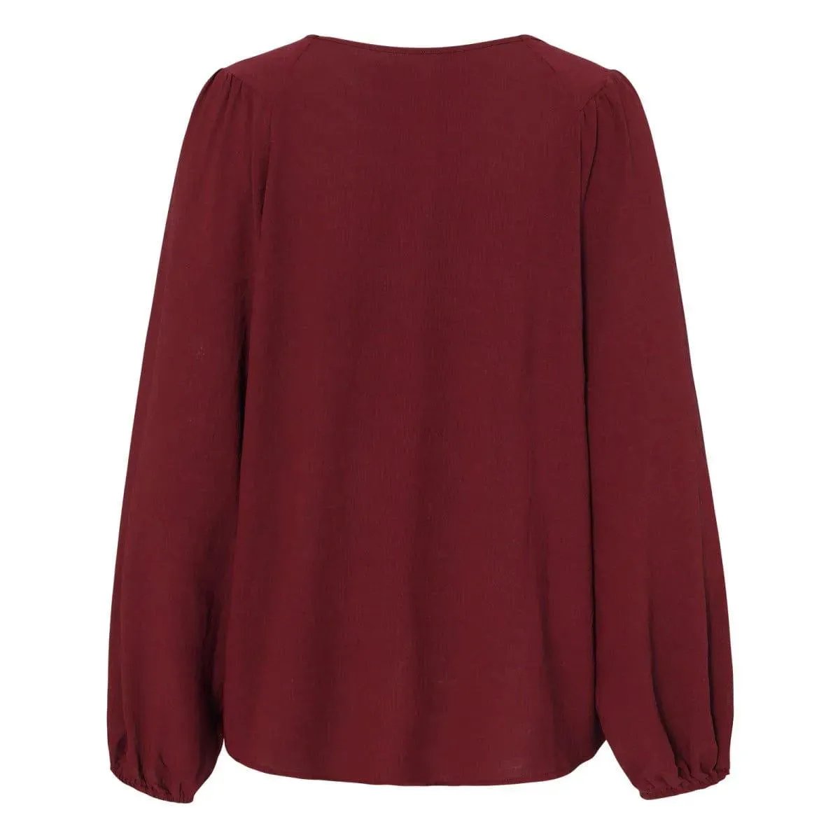 Round Neck Gathering Long Sleeve Top