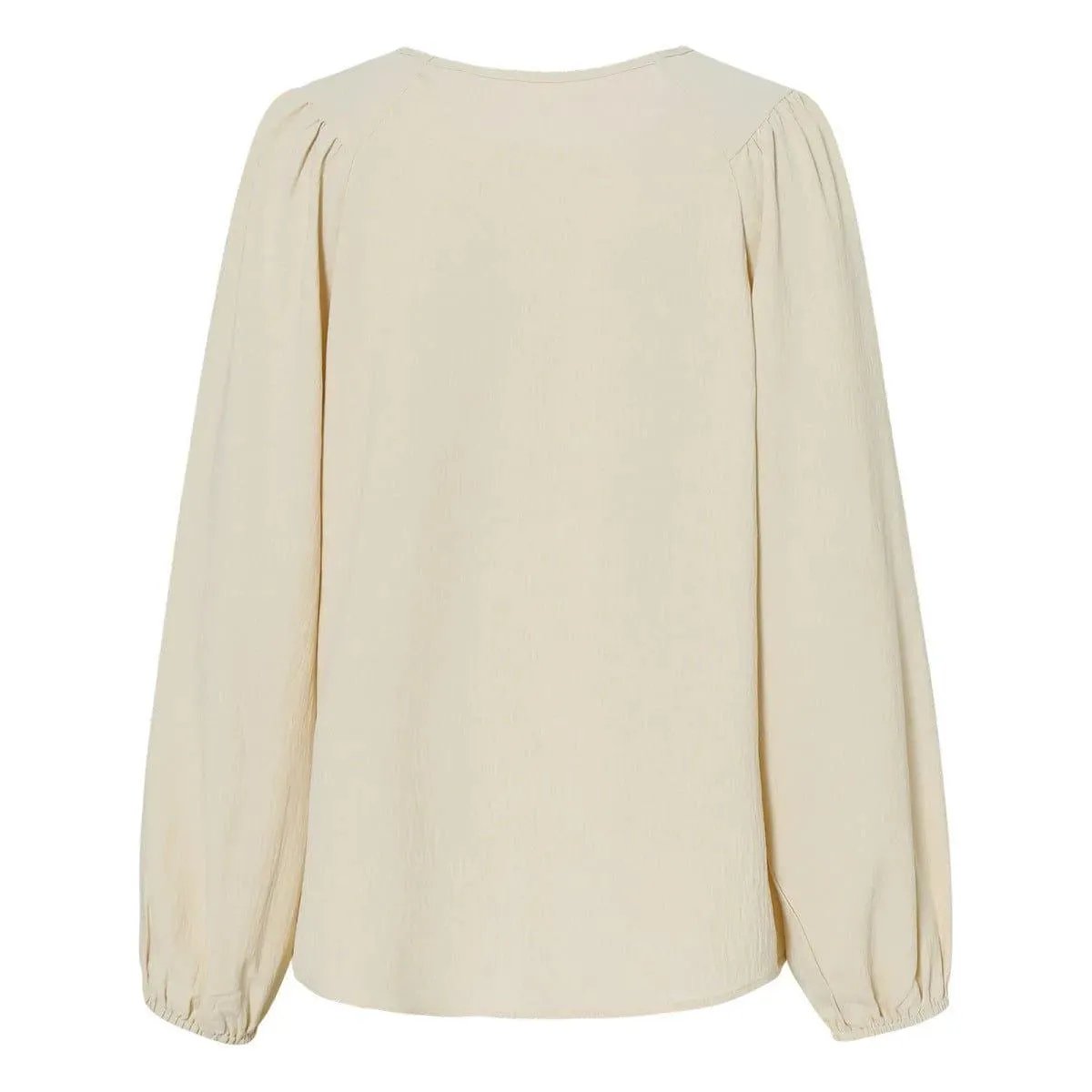 Round Neck Gathering Long Sleeve Top