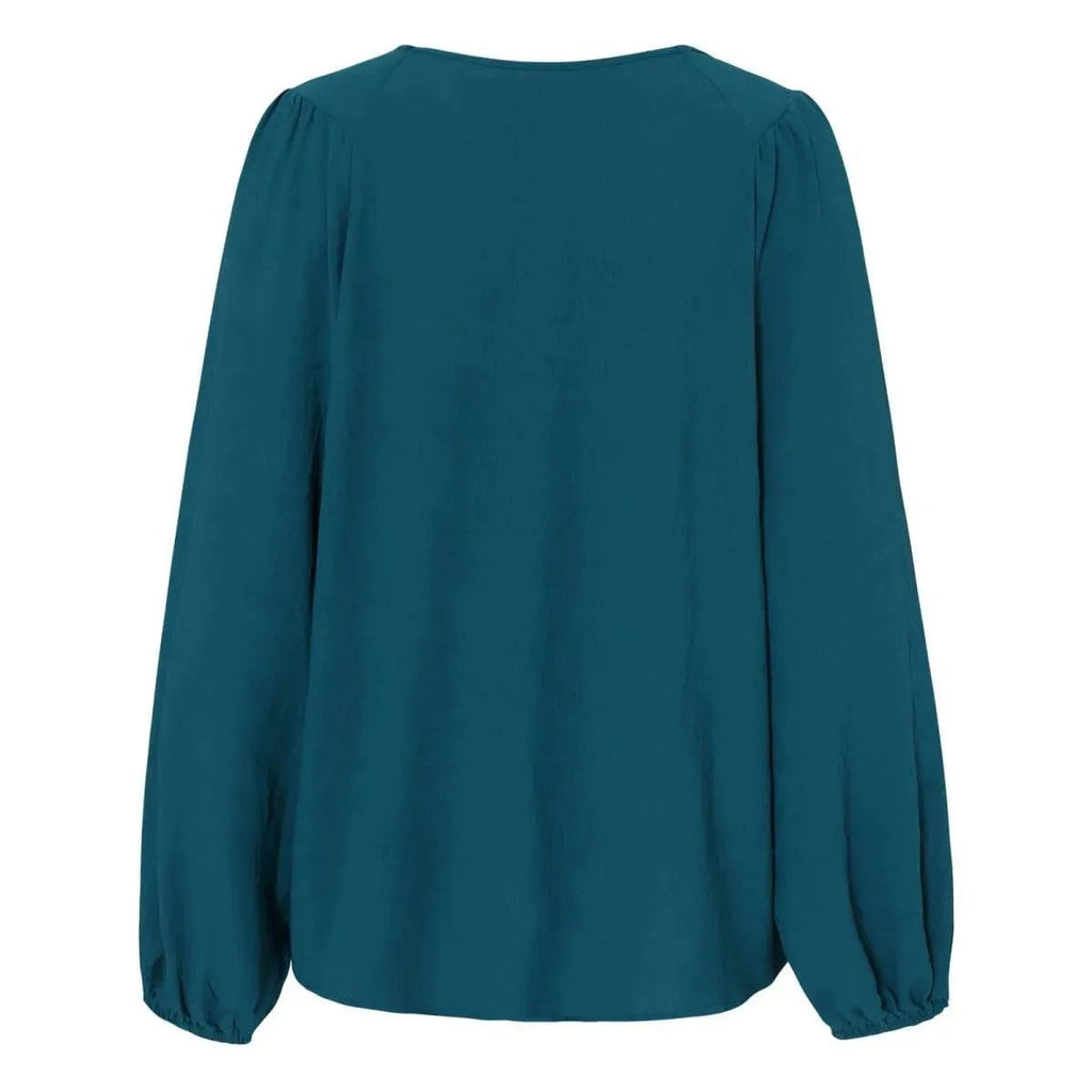 Round Neck Gathering Long Sleeve Top