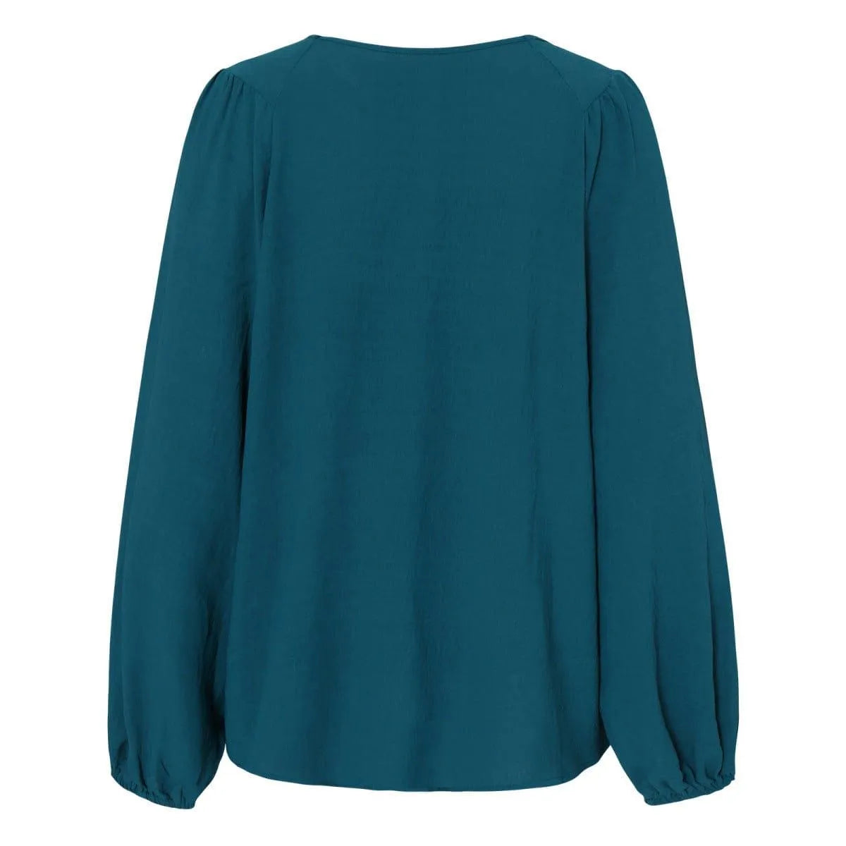 Round Neck Gathering Long Sleeve Top Jewelry Bubble