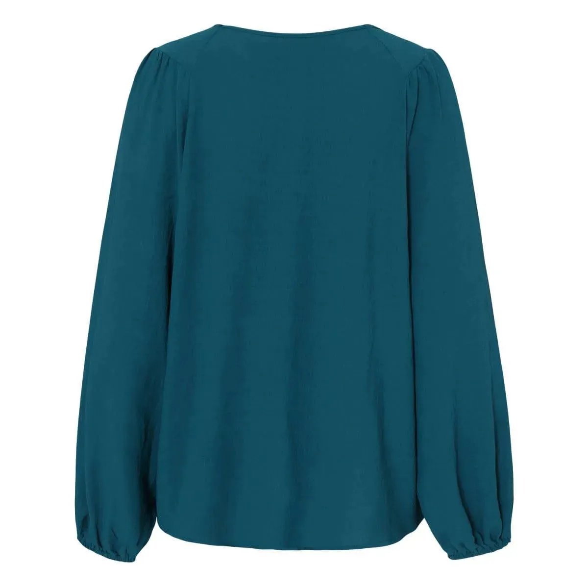 Round Neck Gathering Long Sleeve Top