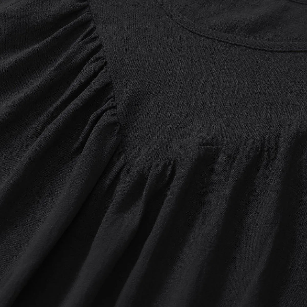 Round Neck Gathering Long Sleeve Top Jewelry Bubble
