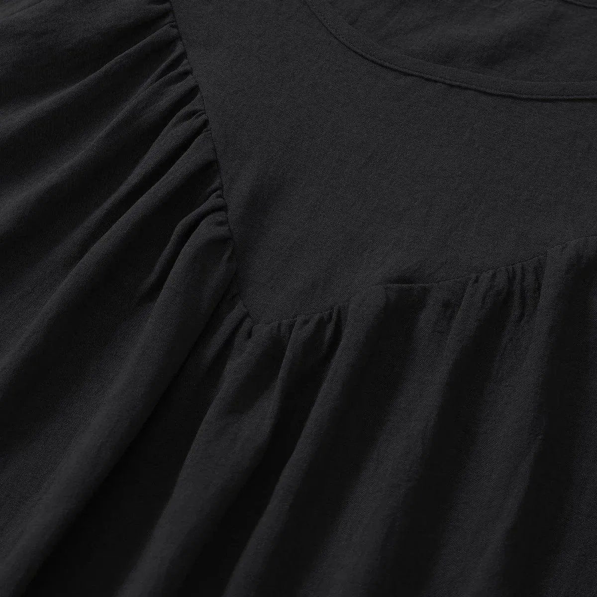 Round Neck Gathering Long Sleeve Top