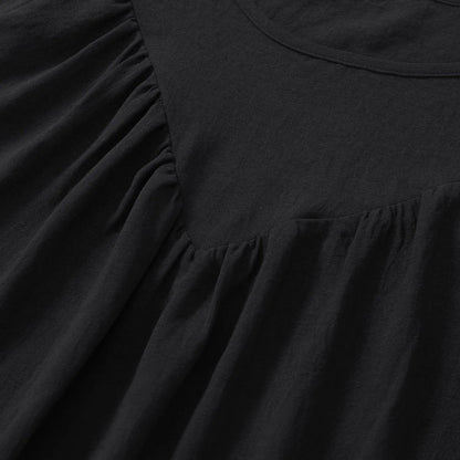 Round Neck Gathering Long Sleeve Top Jewelry Bubble