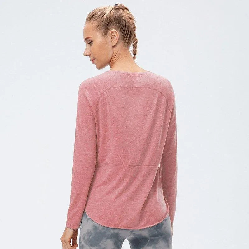 Round Neck Long Sleeve Active Top Jewelry Bubble