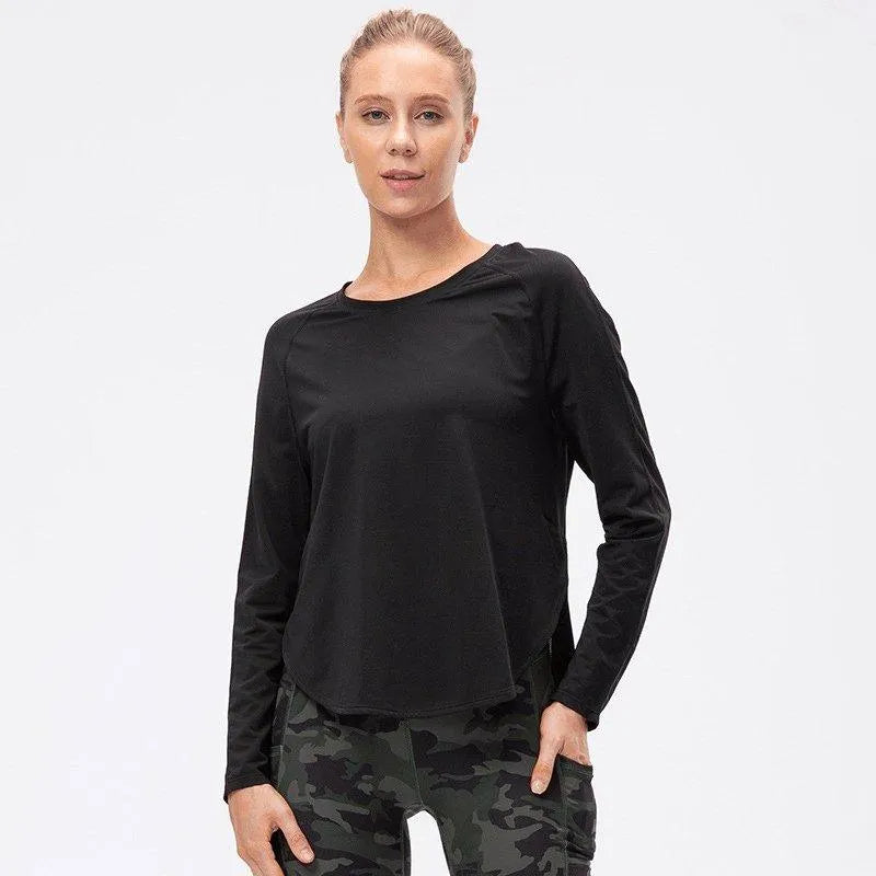 Round Neck Long Sleeve Active Top Jewelry Bubble