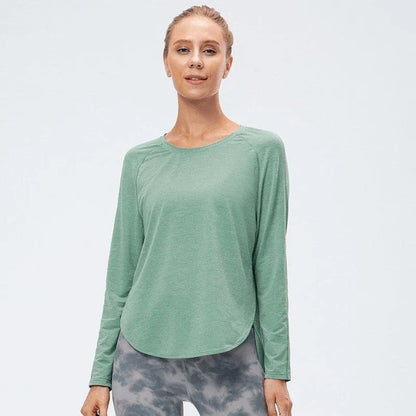 Round Neck Long Sleeve Active Top Jewelry Bubble