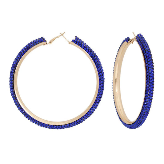 Royal Blue Rhinestone Hoop Earrings: Unapologetically Eye-Catching! Pinktown